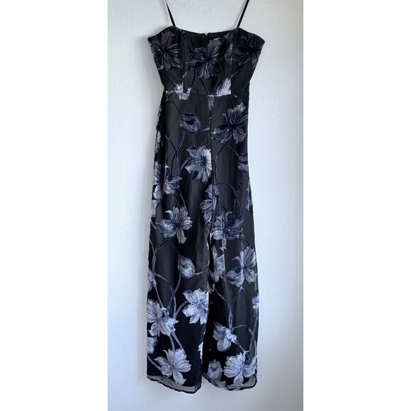 NWOT Anthropologie Hutch Venina Velvet Jumpsuit in Navy Two Tone Vining Buds S - Picture 6 of 11